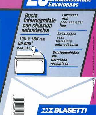 Buste Lettere Bianche 25 Buste 11x23 cm con Chiusura Autoadesiva